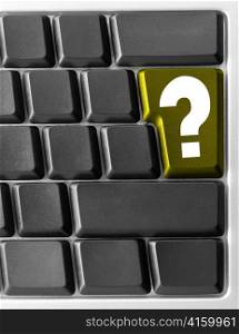 Close-up of Computer keyboard, with yellow &acute;Question&acute; key
