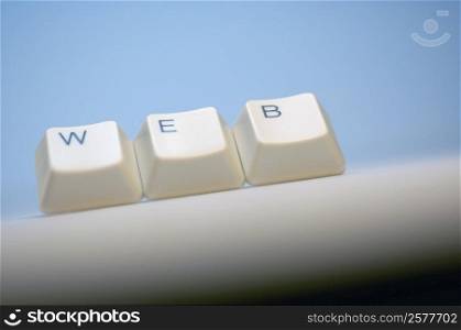Close-up of computer keys spelling the word web