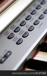 Close-up of controls on electric piano