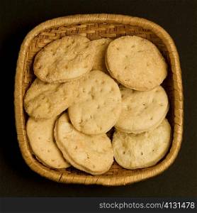 Close-up of cookies in a basket