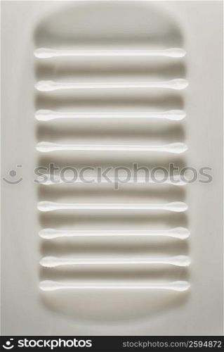 Close-up of cotton swabs on a tray