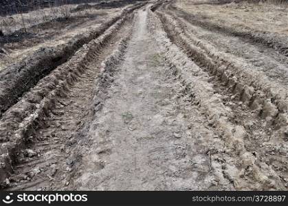 Close up of country dirt road
