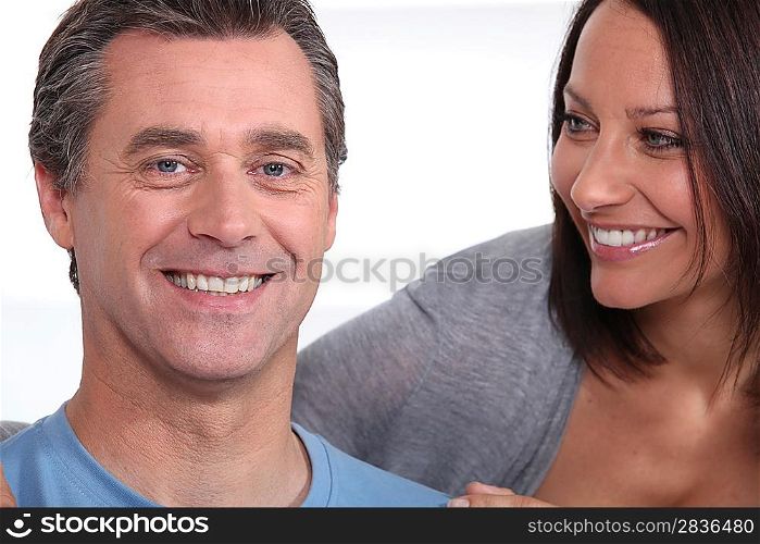 Close-up of couple on a white background