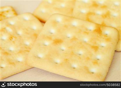 Close-up of crackers on the table. Crackers