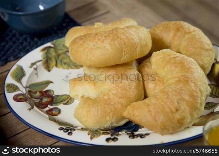 Close-up of croissants on a plate, Lake of The Woods, Ontario, Canada