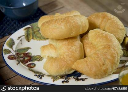 Close-up of croissants on a plate, Lake of The Woods, Ontario, Canada