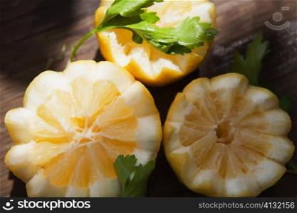 Close-up of cross sections of tangerine, Sorrento, Sorrentine Peninsula, Naples Province, Campania, Italy