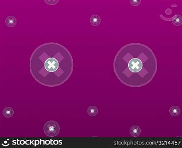 Close-up of crosses in circles against a purple background