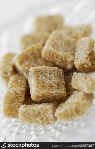 Close-up of cubes of brown sugar