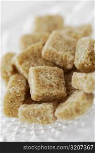 Close-up of cubes of brown sugar