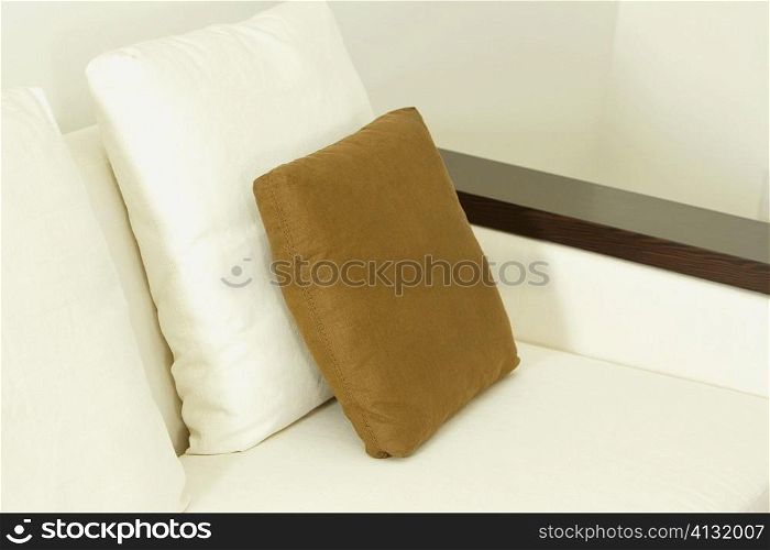 Close-up of cushions on a couch