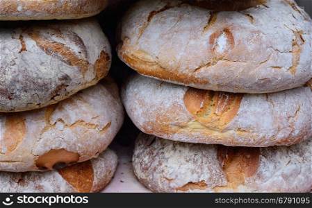 Close-up of delicious crunchy and fresh bread in basket