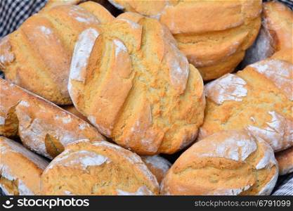 Close-up of delicious crunchy and fresh bread in basket