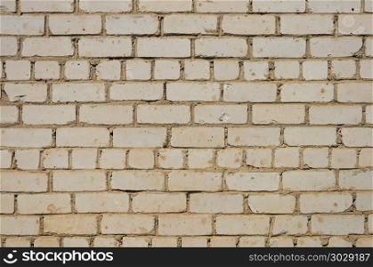 Close up of dirty white brick wall surface. Dirty white brick wall