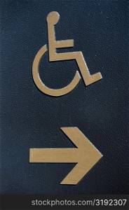 Close-up of disabled sign, Boston, Massachusetts, USA