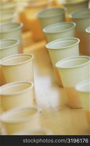 Close-up of disposable cups on a table