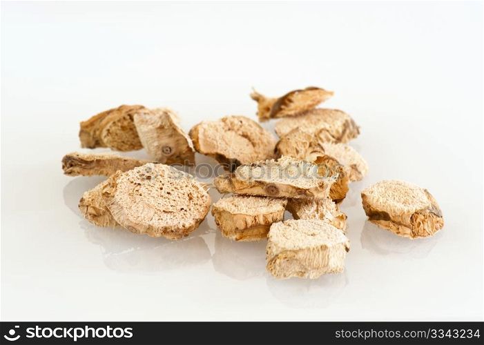 Close-up Of Dried Galangal. A Spice Used In Various Asian Cuisines
