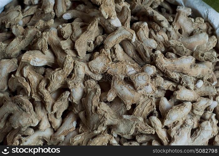 Close-up of dried ginger for sale at the market