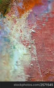 Close-up of dry paint on a fabric