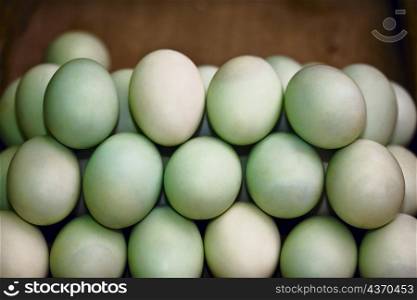 Close-up of duck eggs, Tai&acute;an, Shandong Province, China