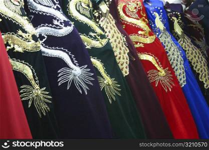 Close-up of embroided clothes, Vientiane Laos