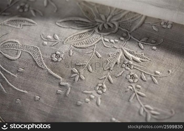 Close-up of embroidery on fabric