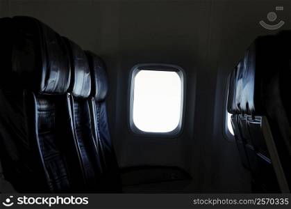 Close-up of empty airline seat
