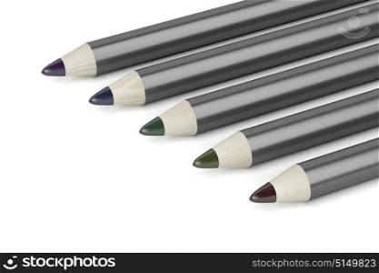 Close-up of eye pencils with different colors