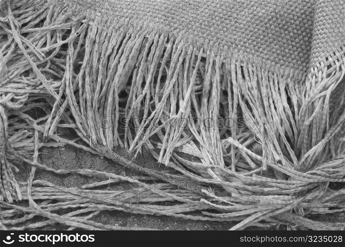 Close up of fabric strings