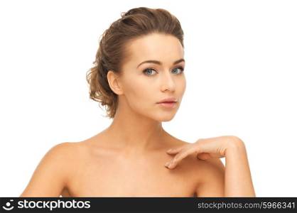 close up of face and hands of beautiful young woman. beautiful young woman