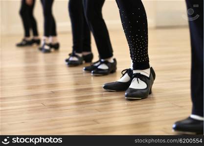Close Up Of Feet In Children&rsquo;s Tap Dancing Class