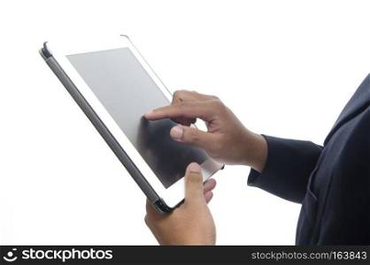 Close-up of female hands touching digital tablet
