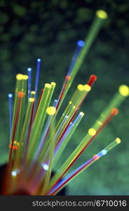 Close-up of fiber optic cables