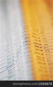 Close-up of financial figures on a page