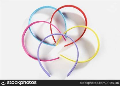 Close-up of five hairbands