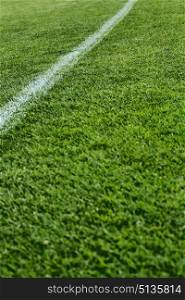 Close up of football pitch in stadium