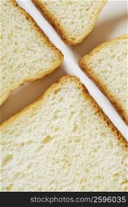Close-up of four slices of bread