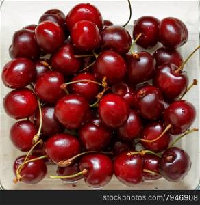 Close up of fresh ripe cherry berries
