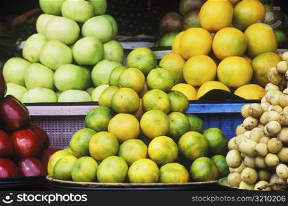 Close-up of fruit in a market stall, Bali, Indonesia