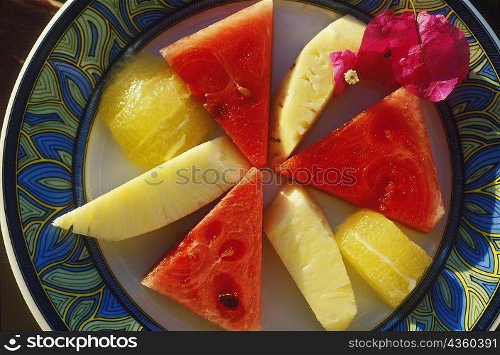 Close-up of fruit on a plate