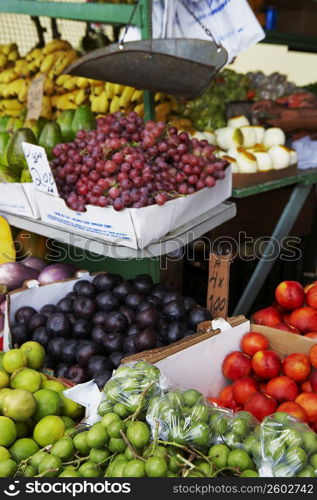 Close-up of fruits at a market stall