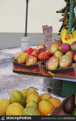 Close-up of fruits at a market stall