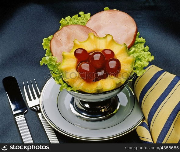 Close-up of frutas jamon in a bowl