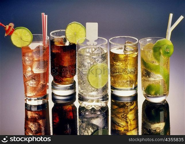 Close-up of glasses of cocktail drinks