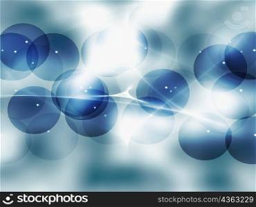 Close-up of glowing circles on a blue background