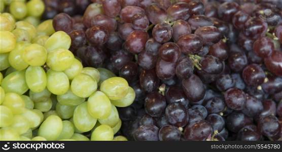 Close-up of grapes for sale at a market stall, Pike Place Market, Seattle, Washington State, USA