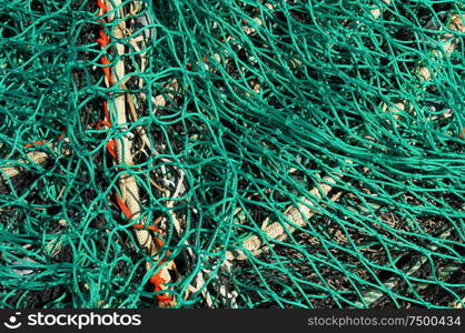 Close-up of green fishing net.