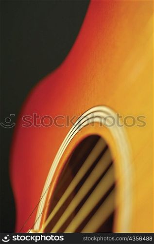 Close-up of guitar and its strings