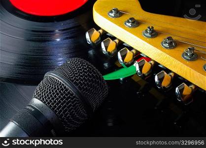 close up of Guitar, Lp And Microphone