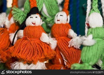 Close-up of hand made dolls, Santo Tomas Jalieza, Oaxaca State, Mexico